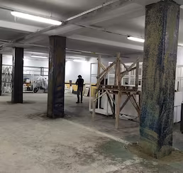 FRP kaplama ile kolon güçlendirme uygulaması yapılan yapı alanı